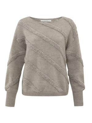 Yaya online diagonal boucle stripe sweater