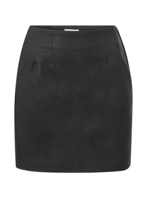 Yaya online fake nubuck leather mini skirt