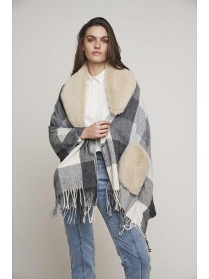 Rino & Pelle poncho with fur details