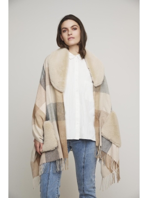 Rino & Pelle poncho with fur details