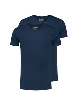 Slater basic fit 2-pack t-shirt v-neck s/