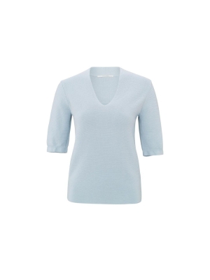 Yaya online v-neck short sleeve sweater