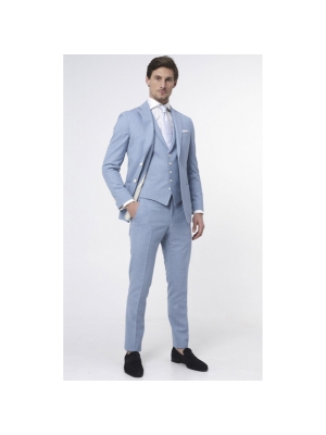 Dutch Dandies Dutch Dandies Driedelig Trouwpak Licht blauw Uni