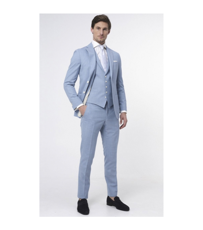 Dutch Dandies Dutch Dandies Driedelig Trouwpak Licht blauw Uni