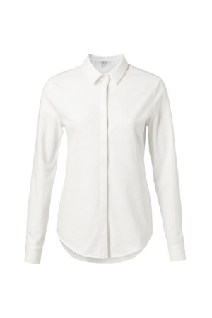 Yaya Jersey cotton blend shirt Pure White
