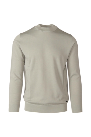 Born with Appetite Berry Mock Neck Pullover Merino Legergroen-Wit