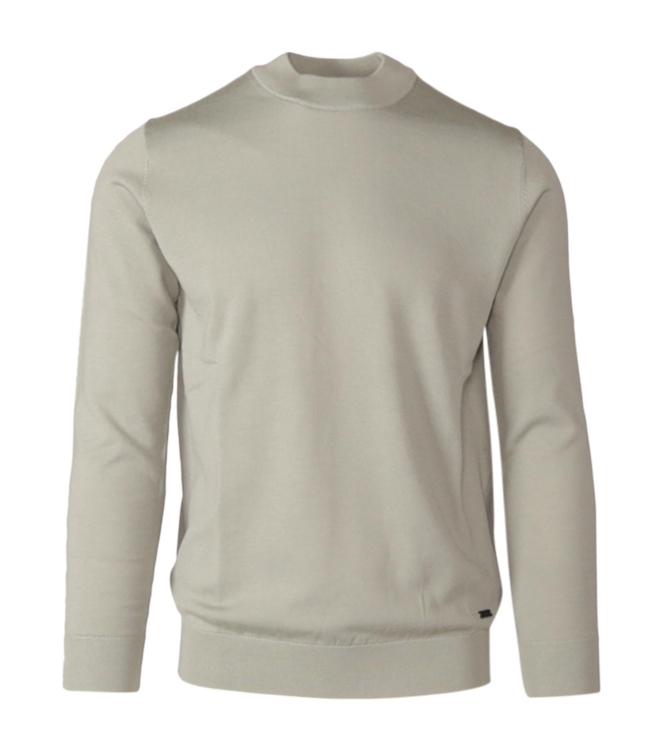 Born with Appetite Berry Mock Neck Pullover Merino Legergroen-Wit