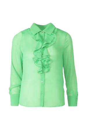 Tramontana Blouse Ruffle Plastron Green
