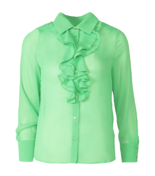 Tramontana Blouse Ruffle Plastron Green