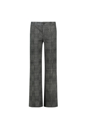 Tramontana Trousers Suedine Prince de Galle Print Blacks