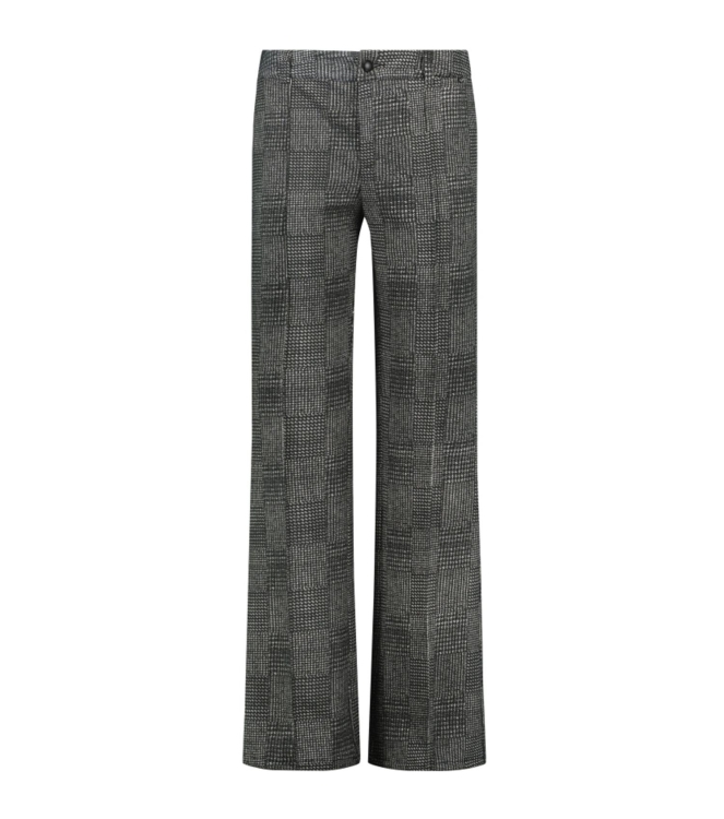 Tramontana Trousers Suedine Prince de Galle Print Blacks