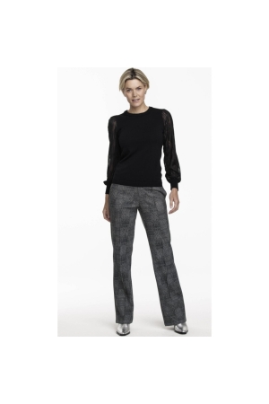 Tramontana Trousers Suedine Prince de Galle Print Blacks