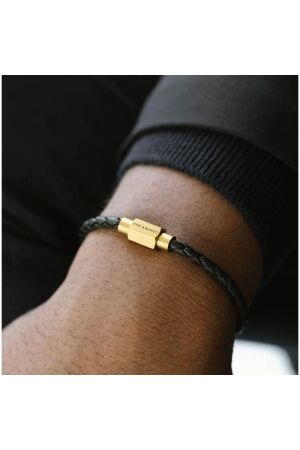 Steel and Barnett Leather Bracelet LBLL/002 Black/Gold