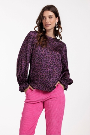 Studio Anneloes Madison flower ls top 9059 black/raspberry