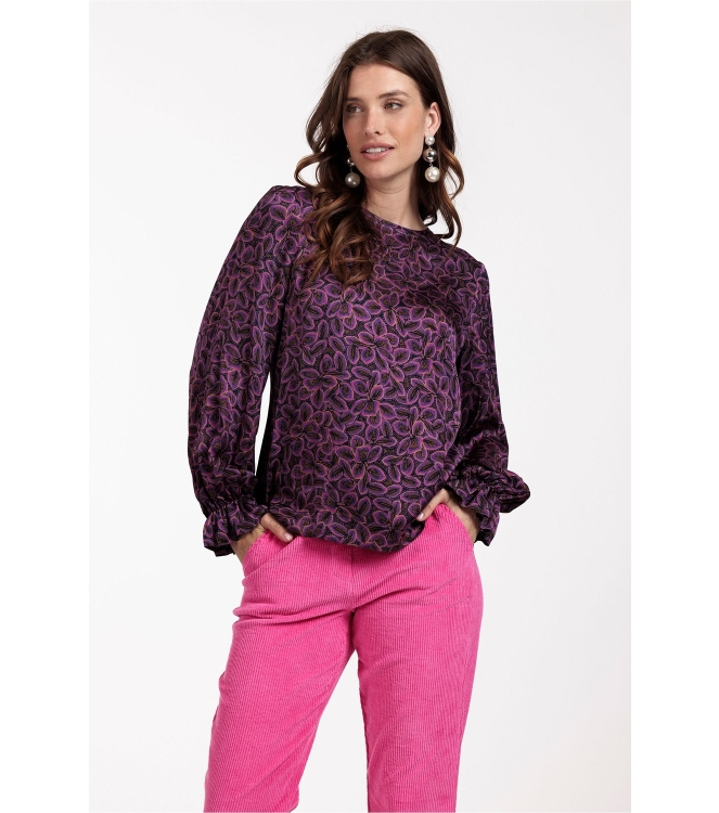 Studio Anneloes Madison flower ls top 9059 black/raspberry