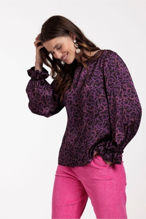 Studio Anneloes Madison flower ls top 9059 black/raspberry