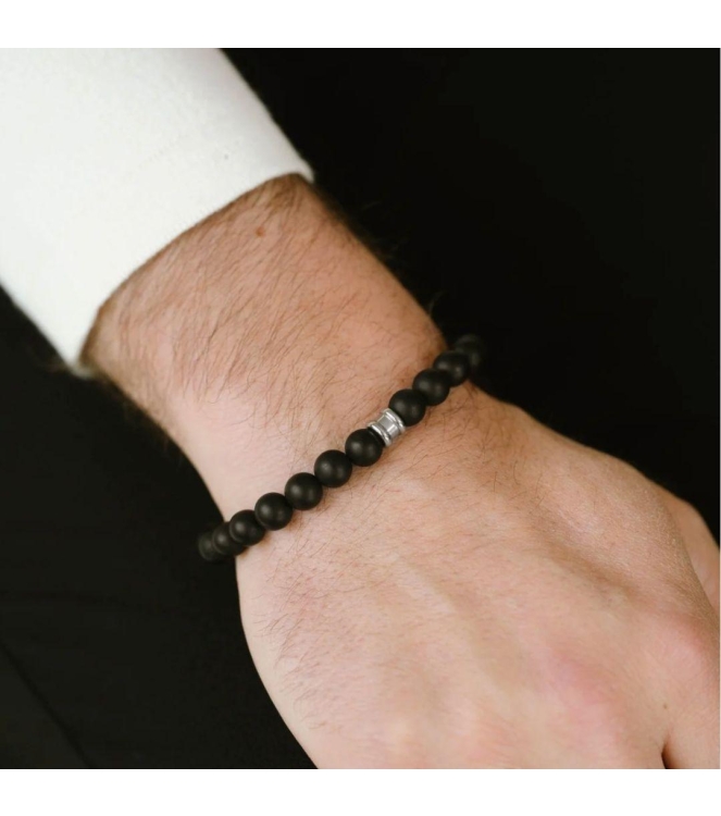 Steel and Barnett Stones Bracelet SBB/023 Matt Black