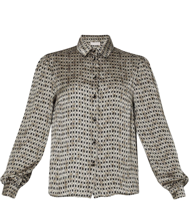 Liu Jo LiuJo Satin Stampato Blouse Natural Geom.Chain