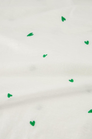 Fabienne Chapot Phil V-neck Green Heart T-shirt 1003 Cream White