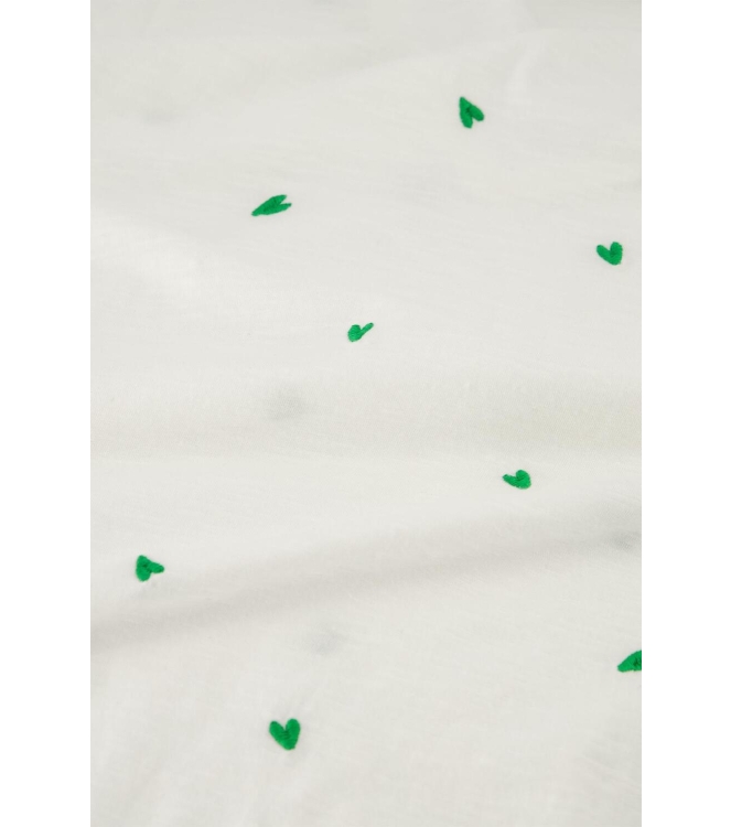 Fabienne Chapot Phil V-neck Green Heart T-shirt 1003 Cream White