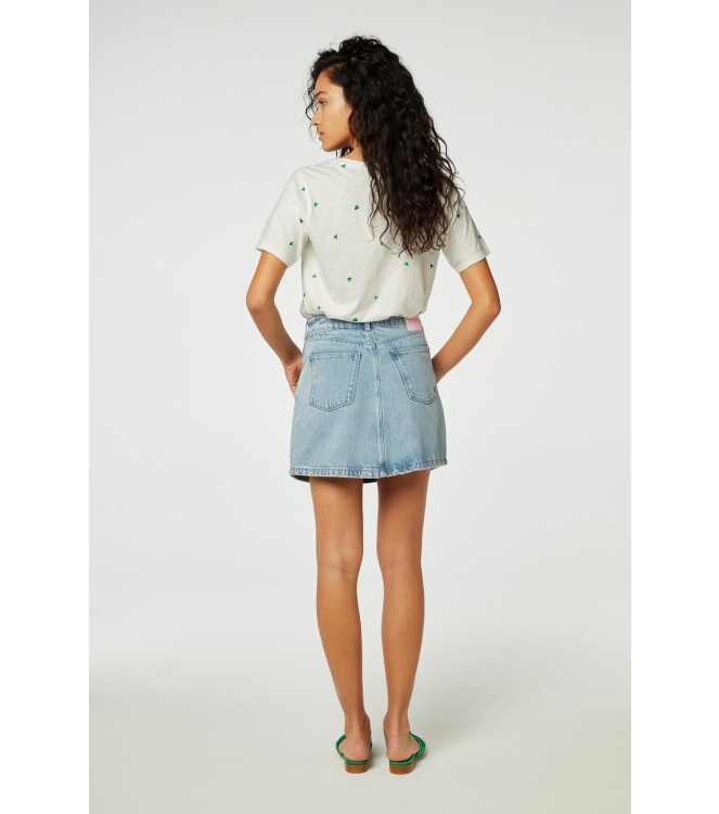 Fabienne Chapot Phil V-neck Green Heart T-shirt 1003 Cream White