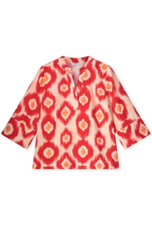 Kyra blouse 3/4 sleeve tiedye dot print 537 salsa red