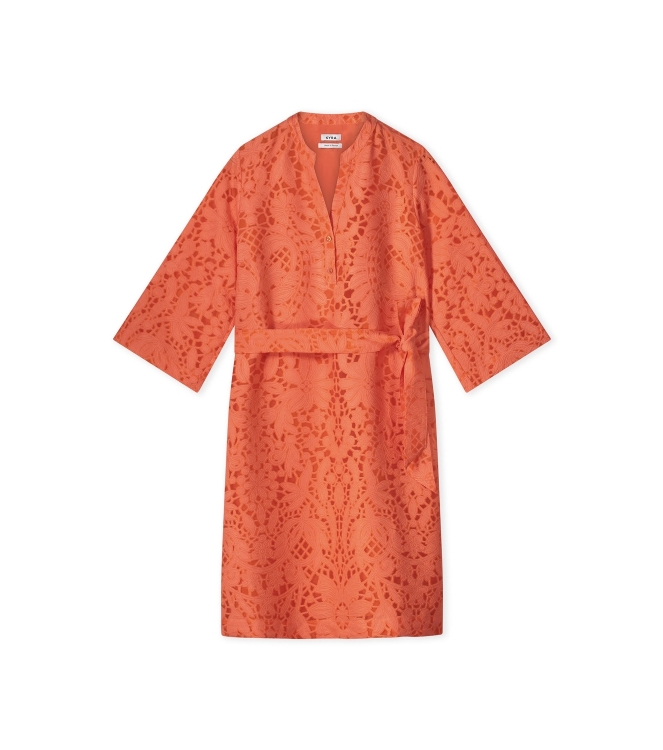 Kyra dress 3/4 slv ausbrenner 533 flame coral