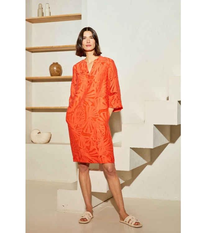 Kyra dress 3/4 slv ausbrenner 533 flame coral