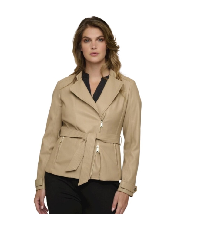 Rino en Pelle Biker jacket with belt 490 sand