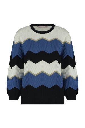 Studio Anneloes Isa zigzag ajour pullover 1163 off white/denim