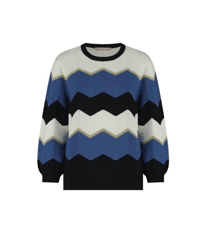 Studio Anneloes Isa zigzag ajour pullover 1163 off white/denim