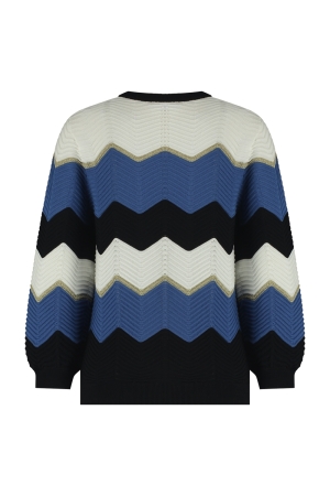 Studio Anneloes Isa zigzag ajour pullover 1163 off white/denim
