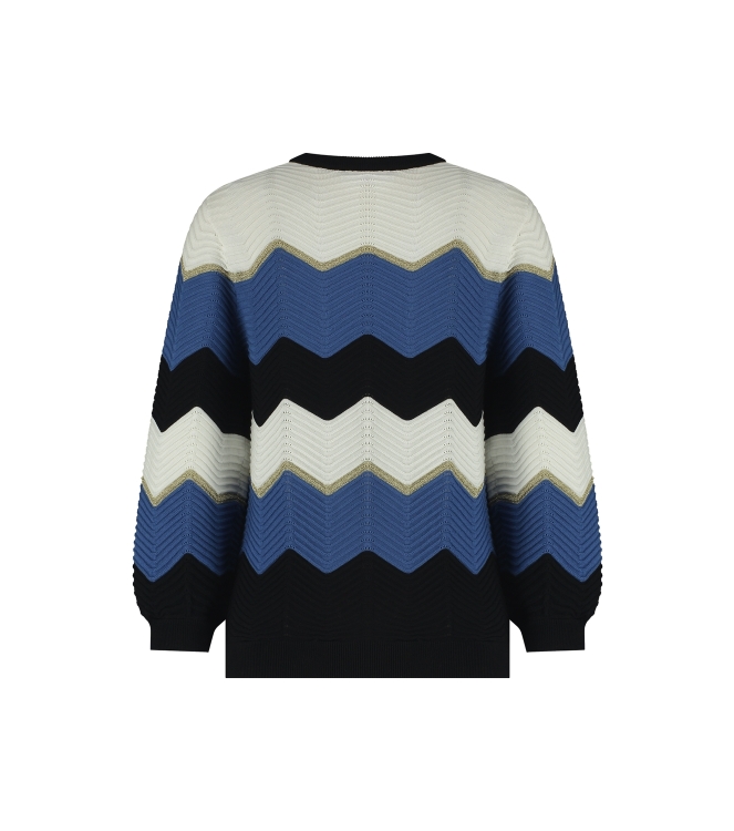 Studio Anneloes Isa zigzag ajour pullover 1163 off white/denim