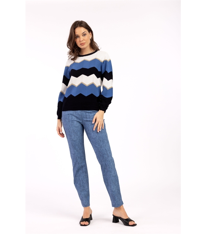 Studio Anneloes Isa zigzag ajour pullover 1163 off white/denim