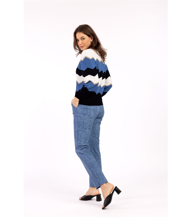 Studio Anneloes Isa zigzag ajour pullover 1163 off white/denim