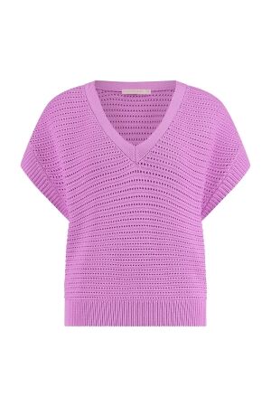 Studio Anneloes Chiara V-neck crochet top 4600 lila pink