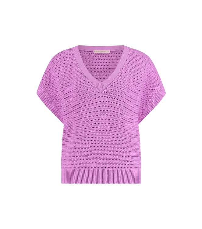 Studio Anneloes Chiara V-neck crochet top 4600 lila pink