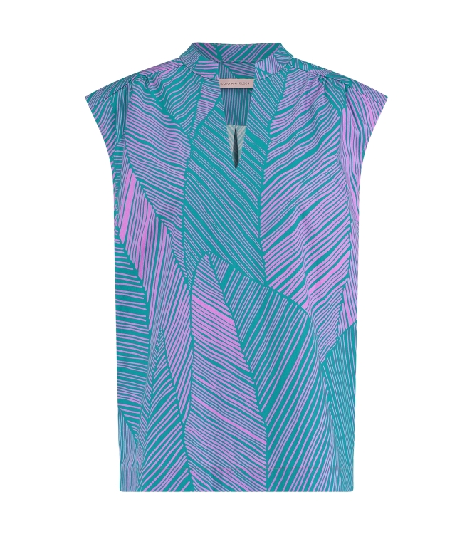 Studio Anneloes Kitty palm poplin top 7346 Smaragd/Lila pink