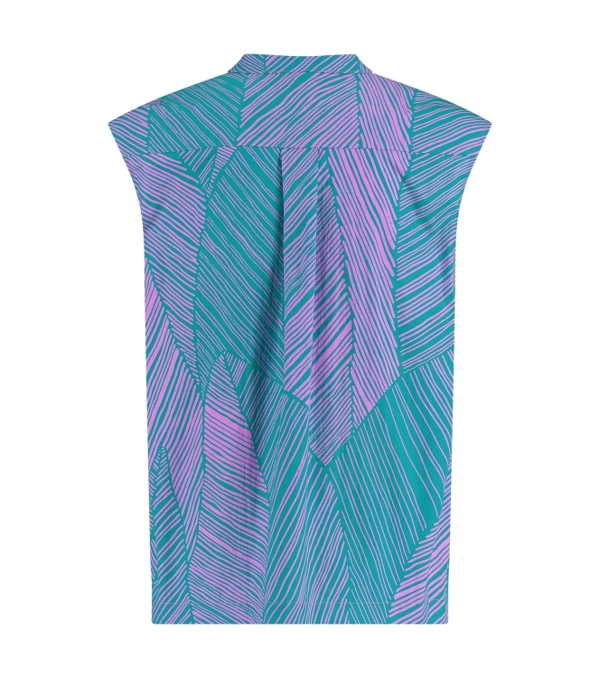 Studio Anneloes Kitty palm poplin top 7346 Smaragd/Lila pink