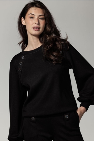 Tramontana Sweater Sailor Buttons 009000 Black