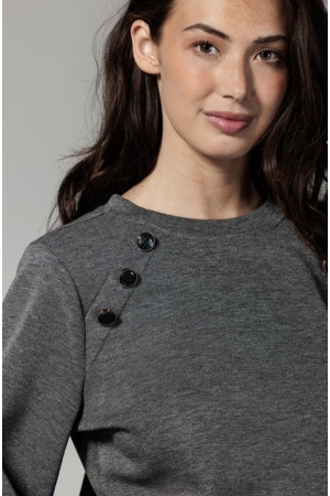 Tramontana Sweater Sailor Buttons 007033 Anthracite Mel