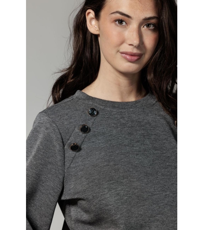 Tramontana Sweater Sailor Buttons 007033 Anthracite Mel