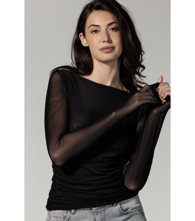 Tramontana Top Gathered Mesh 009000 Black