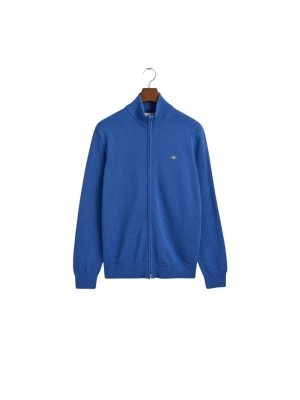 Gant CASUAL COTTON ZIP CARDIGAN 407 RICH BLUE