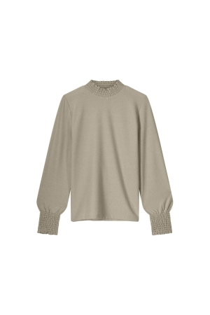 Summum Woman Smocked top Fine Lurex Jersey 130 Dune