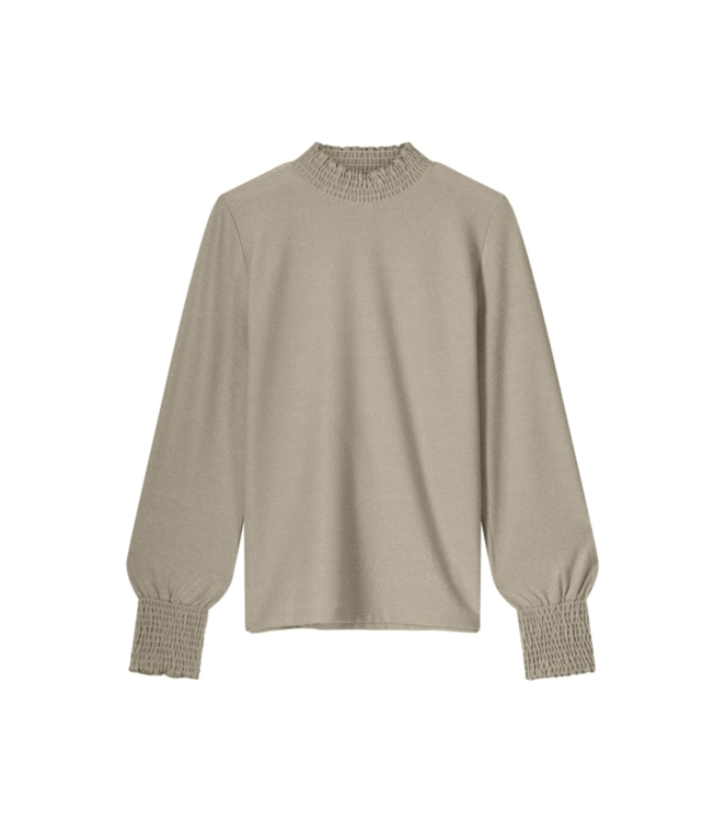 Summum Woman Smocked top Fine Lurex Jersey 130 Dune