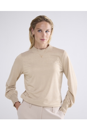 Summum Woman Smocked top Fine Lurex Jersey 130 Dune