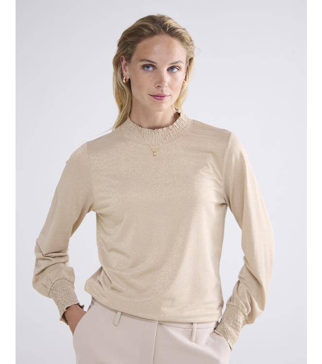 Summum Woman Smocked top Fine Lurex Jersey 130 Dune