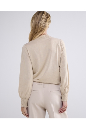 Summum Woman Smocked top Fine Lurex Jersey 130 Dune