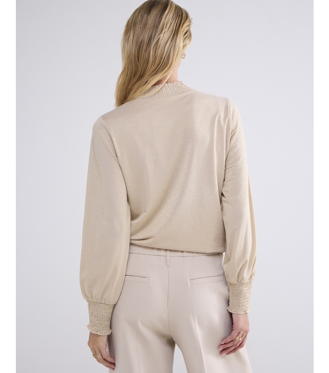 Summum Woman Smocked top Fine Lurex Jersey 130 Dune